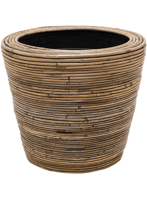 Drypot Rattan Stripe Раунд Серый D38×33.5 см