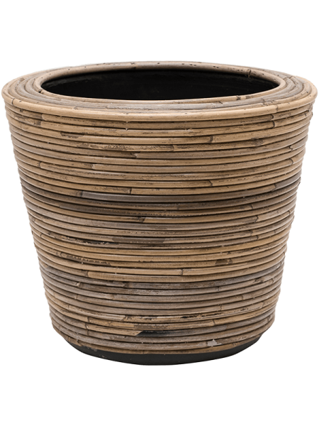 Drypot Rattan Stripe Раунд Серый D33×28 см
